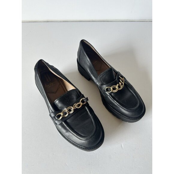 Sam Edelman Taelor Loafers Black Leather Chunky - Picture 1 of 8